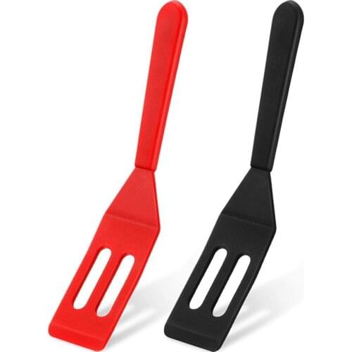Brownie Serving Spatula Nonstick Silicone Serve Turner Heat-Resistant Cookie Spatula Slotted Spatula (Red and Black, 2)