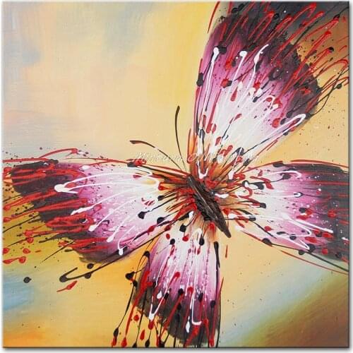 Free Shipping Pure Handpainted Abstract Modern Colorful Butterfly Wall Art Painting Home Decorative Picture Paint on Canvas
