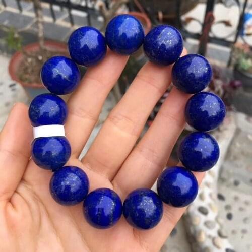 Certificate Natural Royal Blue Lapis Lazuli Gemstone 17.2mm Women Men Bracelet Round Beads Men Fashion Stone AAAAA
