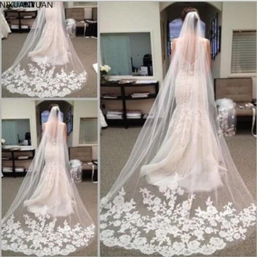 New Arrival 300 CM One Layer Appliques Edge Bridal Veil Veil Church Wedding Veil Wedding Accessories