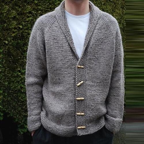 Solid Color MEN Sweater Cardigan Coat Single-breasted V-neck Knitted Cardigan Sweater Male Top Buttons Cardigan Warm Jacket Coat
