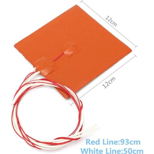 Orange Heating Pad 12*12cm 1pc 120W 12V Silicone rubber Heater Backrest For 3D printer heat bed Accessory Warming
