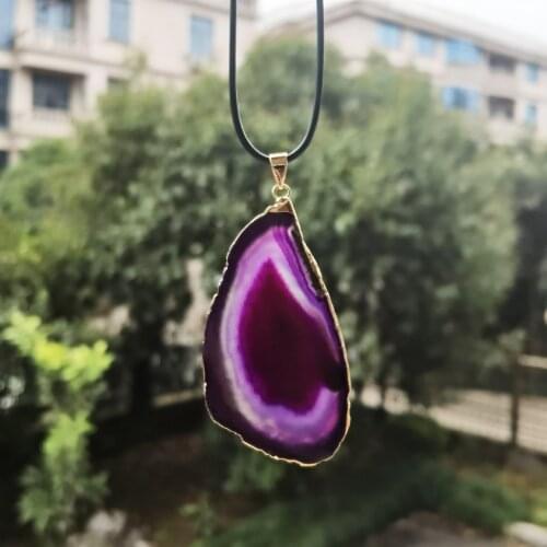 Reiki Natural Onyx Agates Pendants Necklace Reiki Chakra Slice Irregular Real Agat Crystal Stone Quartz Healing Meditetion Women