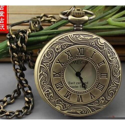 Rare old Qing Dynasty copper hollow mechanical watch pocket watch mens ladies mechanical pocket watch,Free shipping