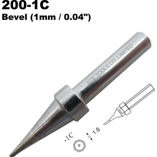 QUICK 200-1C Bevel 1mm Replacement Soldering Tip Fit 203 203H 204 204H 203D 376(I) 376D(I) 3100 3101 3102 3112 3202 20H-90 Bit