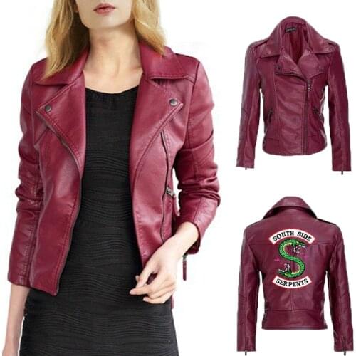 South Side Serpents Riverdale Women Female Jacket Coat Riverdale Southside PU Leather Jackets Coats Streetwear Outwear Tops