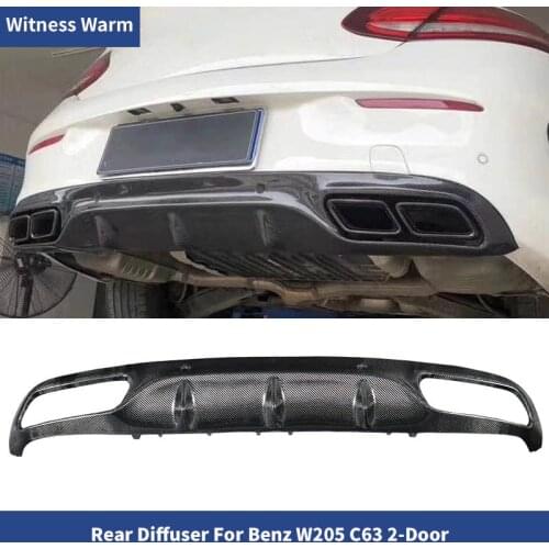 W205 S205 Carbon Fiber Rear Bumper Spoiler Diffuser for Benz C180 C200 C300 C43 with Sports bumper &C63 bumper 2 door AMG style