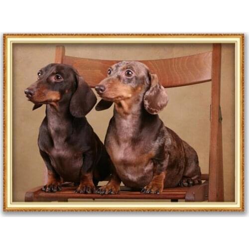 Animal Dachshund DIY Embroidery Cross Stitch 11CT Kits Needlework Craft Set Cotton Thread Printed Canvas Home Decoration Design