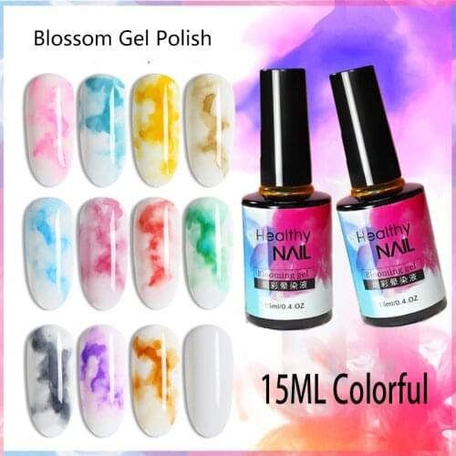 1 Bottle Gel Nail Polish Blooming Flowers Watercolor Smoke Ink Gel Gradient Marble Painting DIY Varnish Decoration Nail Salon