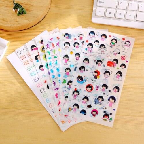 1set South Korea stationery DIY album hand account struggle girl decoration stickers cartoon expression cute stickers stickers