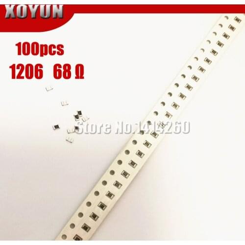 100PCS 1206 SMD Resistor 1% 68 ohm chip resistor 0.25W 1/4W 68R