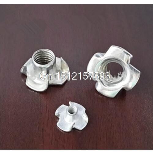 100pcs Metric M4 Zinc Plated Steel T Nuts Blind Nuts 4 Prongs Knock In Wood