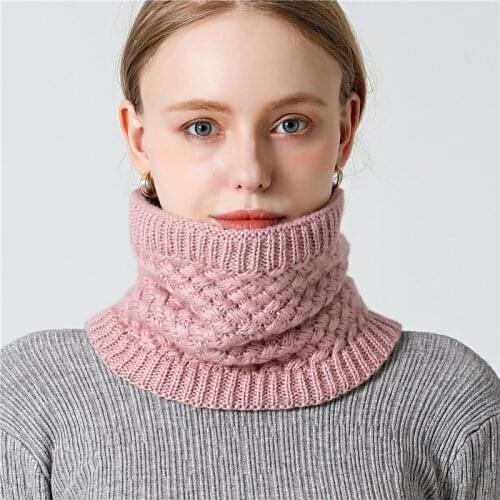 2020 Hot Unisex Ring Neck Scarf Women Winter Solid Knitted Fur Scarves Warm Cashmere Snood Kids Beanie Easy Scarfs