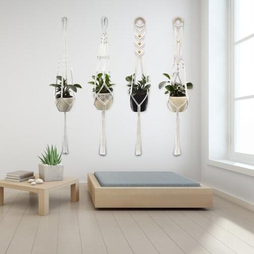 4Pcs Macrame Plant Hanger Hand-woven Hanging Plant Holder Elegant And Beautiful For Home Balcony Or Terrace Decoration