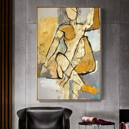 Abstract Girl Canvas Painting Figure Posters and Prints Cuadros Wall Art Pictures For Living Room Home Decoration