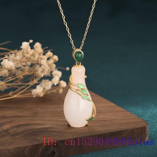 White Jade Vase Pendant Jewelry Charm Natural Gifts Necklace Zircon 925 Silver Fashion Chalcedony Amulet Chinese Gemstone Women