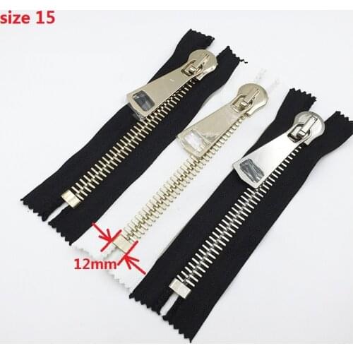 15# big zipper for diy sewing 15cm short zipper 2pcs/lot pocket bags shoes decoration zipper black white with gold silver tooth