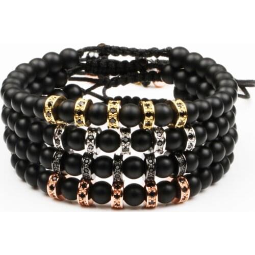 New Fashion Men Women Charm Bracelet Male Classic Matte Bead Stone And Micro Setting Accessories For Couples Top Grade Jewelry