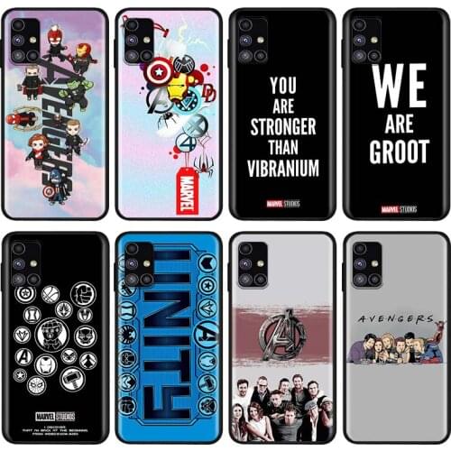 Marvel Avengers cute text logo For Samsung Note 20 10 8 9 M02 M31 S M60S M40 M30 M21 M20 M10S F62 M01 Ultra Pro Plus Phone Case