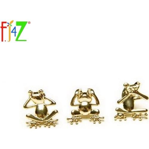 F.J4Z 2017 fashion designer golden alloy Do not listen Do not see Do not say Frog figure costume brooch stud pins for women