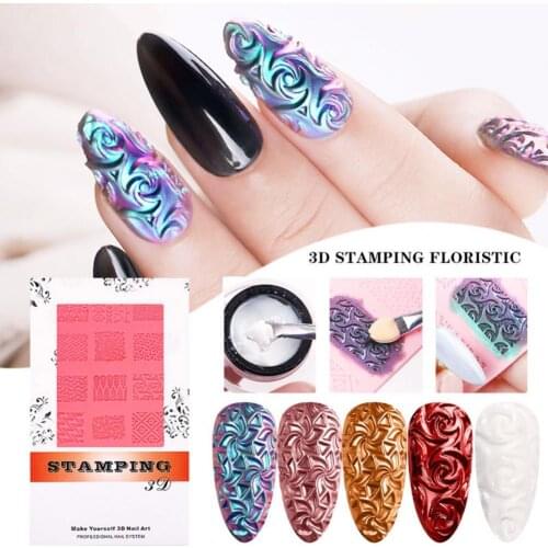Nail Art Mold Elastic Non-stick DIY Creative Nail Painting Carved Mold for UV Gel Nails
