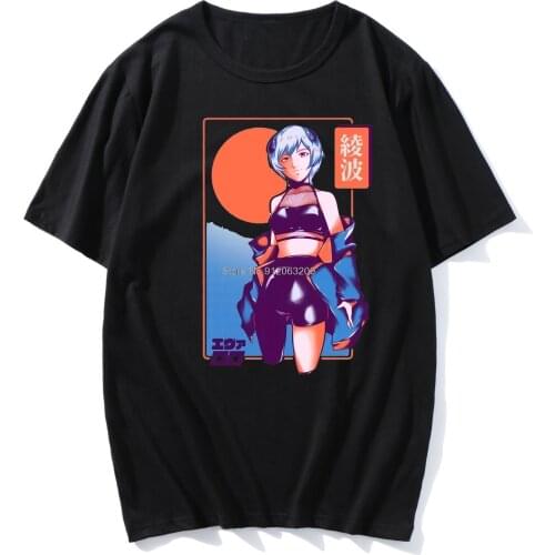 Funny Japanese Anime Rei Ayanami T-shirt Men Anime Unisex Hip Hop Streetwear T-shirt Casual Short Sleeve Oversized T-shirt Men