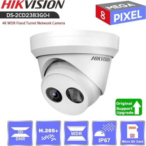 Hikvision DS-2CD2383G0-I 8MP POE CCTV Camera Outdoor with SD Card Slot 120dB WDR H.625+IP67 IP WebCam Home Security Protection