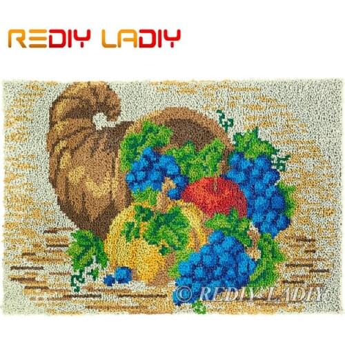 Latch Hook Kits Autumn Harvest Chunky Yarn Embroidery Crocheting Tapestry Kits Needlework Arts & Crafts DIY Carpet Rug 85*58cm