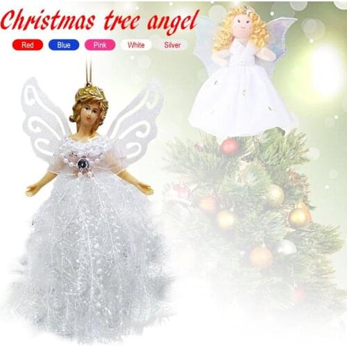 Christmas Tree Pendant Mini Angel Doll With Silver Wings Christmas Decorations Hanging Ornament For Home Xmas Gift