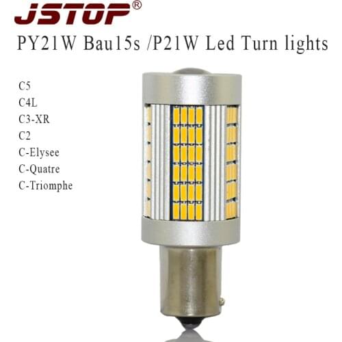 JSTOP C5 C4L C3-XR C2 C-Elysee C-Quatre C-Triomphe car Turning lights led 12V Yellow canbus P21W bulbs auto PY21W turning lamp