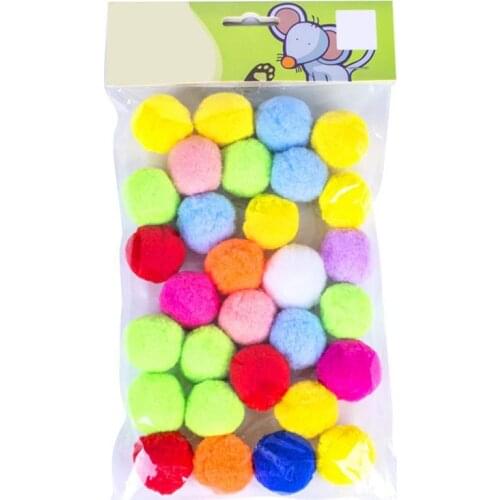 Legendog 30Pcs/Set Cat Pompom Balls Assorted Bouncy Anti-Bite Cat Chew Toys Cat Plush Balls Pet Supplies Random Color