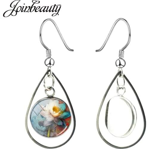 JOINBEAUTY Small Pure And Fresh White Flower Teardrop Pendant Earrings Elegant Water Drop Hollow Out Sweet Dangle Earrings HI011
