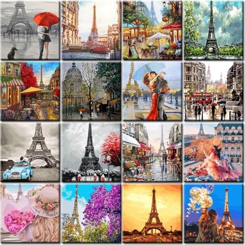 Oil Diy Painting By Numbers Hand Painted Street Art Pictures City Landscape Drawing On Canvas Kits Set For Adult Home Decoration