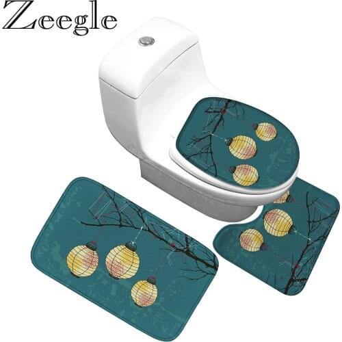 Non Slip Bathroom Mat Water-absorbing Flannel Bath Mat Shower Room Carpet Bathroom Toliet Rug Toilet Lid Cover U-shaped Foot Mat