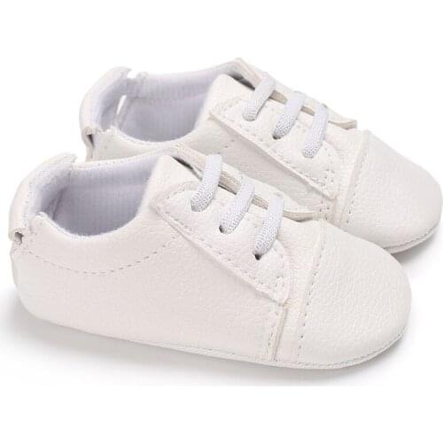 New Spring Autumn Infants Baby Shoes PU Leather Casual Toddler Baby Girl Shoe Lace-up Solid Soft Rubber Anti-slip Baby Boy Shoes
