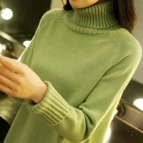 Wrap core yarn 2019 new baggy high turtleneck sweater women autumn winter solid inside wear bottom sweater sweater warm