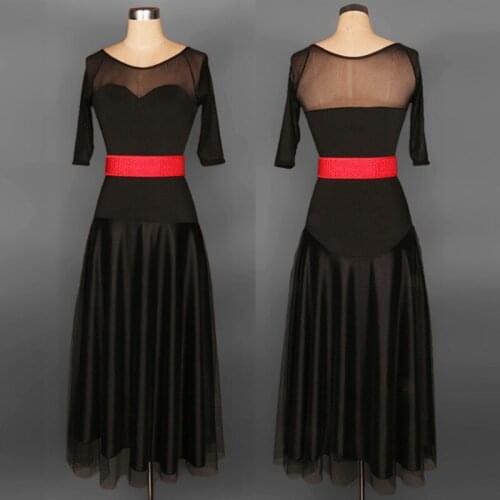 New ballroom dance costume sexy gauze long sleeves satin dresses for women ballroom dance competition long dress 2 colors
