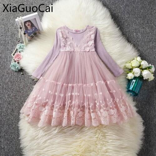 Girls Long Sleeve Girls Dress Autumn Winter Knitted Lace Princess Christmas Dress Soft Yarn Kids Dresses for Girls