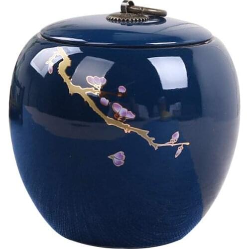 Dear Pet Memorials Plum Blue Glaze Ceramics Pet Cremation Urn