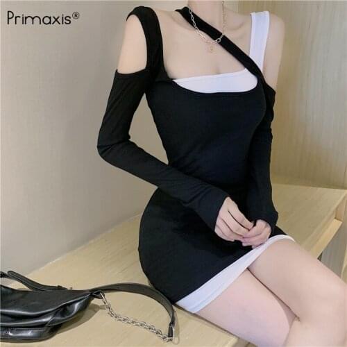 Primaxis summer womens dress 2021 Party bodycon midi sexy fairy casual Dresses Fake two-piece set Beck Female clothing