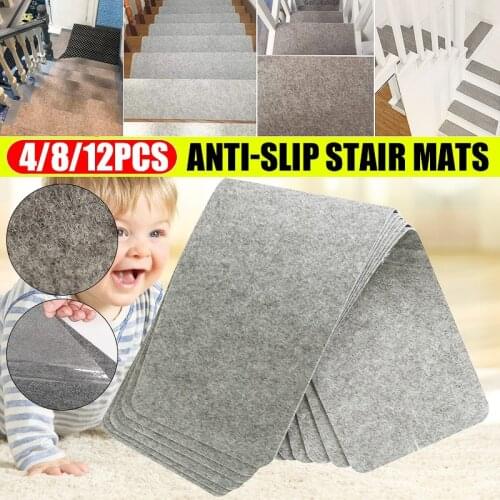 1/4/8/12Pcs Anti-slip Absorbent Soft Stair Mat Washable Step Carpet Home Room Self-adhesive Entrance Floor Doormat