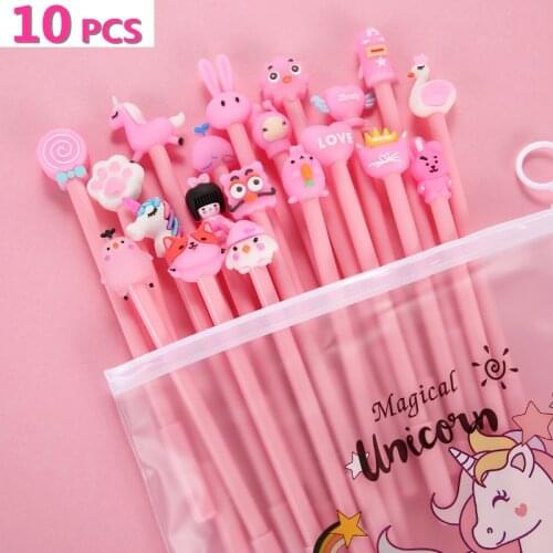 10Pcs Pink Kawaii Gel Pens Student Cartoon pens Stationery Cute pen Office School Supplies Bear Hotsale fashion