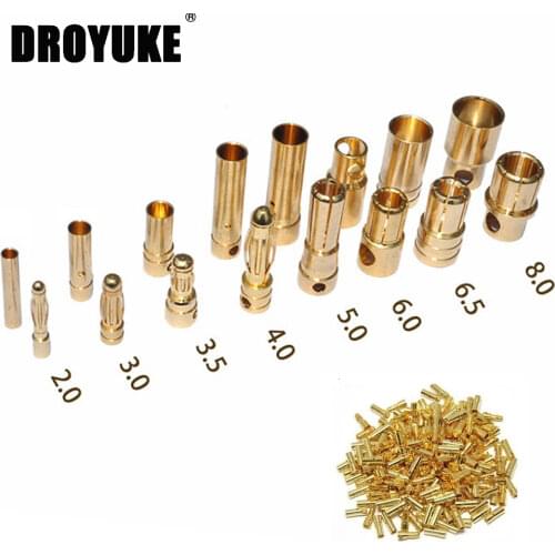 Droyuke 10Pair 2mm/3.0mm/3.5mm/4mm RC Battery Gold-plated Bullet Banana Plug High Quality Male Female Bullet Banana Connector