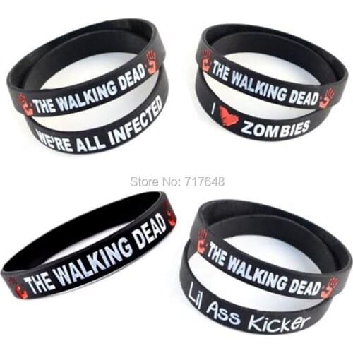 300pcs the walking dead Zombies We're All Infect Lil Ass Kicker Combo wristband silicone bracelets free shipping by FEDEX A