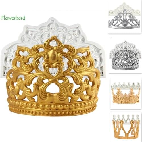 Crown Fondant Silicone Molds Baroque Style Cupcake Topper Fondant Cake Decorating Tools Chocolate Candy Jewelry Polymer Clay