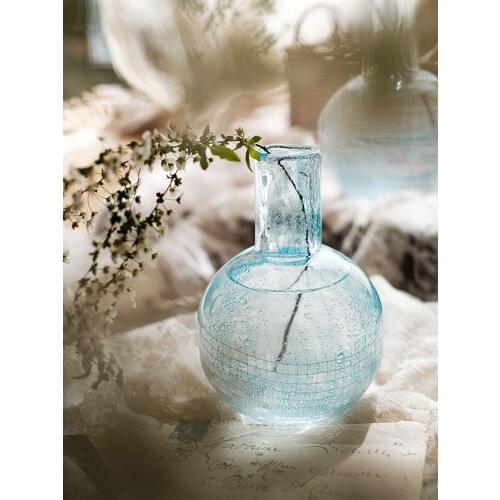 Sulfur Light Ice Crack Glass Vase Transparent Flower Arrangement Water-Raising European Flower Decoration Living Room Decoration