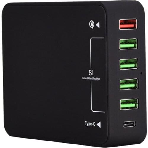 Universal QC 3.0 Technology Type-C 6 Ports USB phone charger Desktop Travel Wall Charger Adapter for samsung xiaomi huawei
