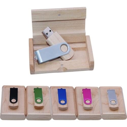 USB 2.0 Wooden Usb with Box USB Flash Drive Pendrive High speed Real capacity 4GB 8GB 16GB 32GB 64GB Memory Stick for Gift