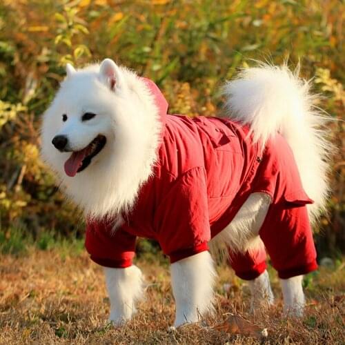 Thicken Warm Dog Clothes Winter Big Dog Coat Large Dog Outfit Jumpsuit Corgi Samoyed Golden Retriever Labrador Husky Dog Coat