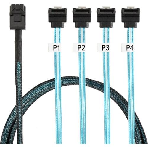 Internal HD Mini SAS (SFF-8643) Target - 4X SATA (Host) Cable, SFF-8643 to 4X SATA Cable HD Mini SAS Host 2Pieces